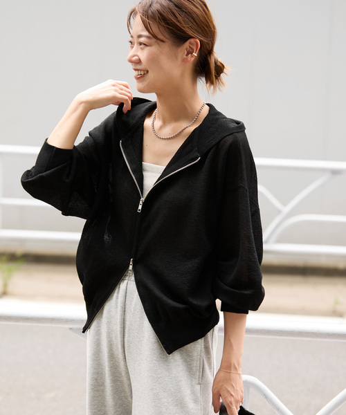 JOURNAL STANDARD relume（ジャーナルスタンダード　レリューム）の「《WEB限定追加2》シアーフーディ（パーカー・レディース・ブラック/グレー・FREE）」の7枚目の写真