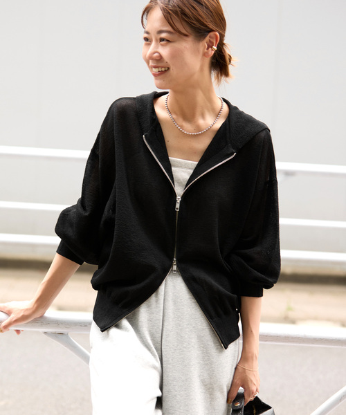 JOURNAL STANDARD relume（ジャーナルスタンダード　レリューム）の「《WEB限定追加2》シアーフーディ（パーカー・レディース・ブラック/グレー・FREE）」の8枚目の写真