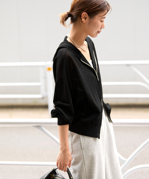JOURNAL STANDARD relume（ジャーナルスタンダード　レリューム）の「《WEB限定追加2》シアーフーディ（パーカー・レディース・ブラック/グレー・FREE）」の9枚目の写真
