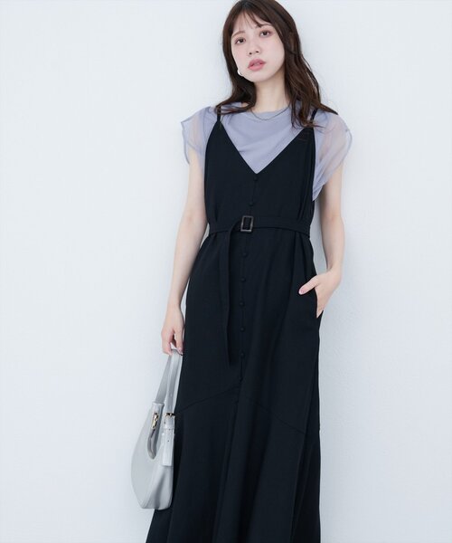 natural couture（ナチュラルクチュール）の「【WEB限定】前後2WAYフレアヘムキャミワンピース（ワンピース・レディース・ブルー/グレイッシュベージュ/ピンク系その他/ブラック・MEDIUM/LARGE）」の7枚目の写真