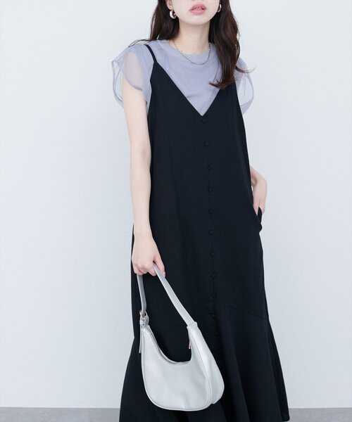 natural couture（ナチュラルクチュール）の「【WEB限定】前後2WAYフレアヘムキャミワンピース（ワンピース・レディース・ブルー/グレイッシュベージュ/ピンク系その他/ブラック・MEDIUM/LARGE）」の8枚目の写真