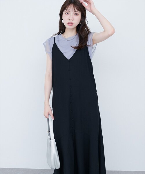 natural couture（ナチュラルクチュール）の「【WEB限定】前後2WAYフレアヘムキャミワンピース（ワンピース・レディース・ブルー/グレイッシュベージュ/ピンク系その他/ブラック・MEDIUM/LARGE）」の9枚目の写真