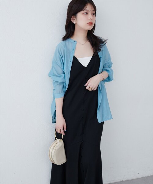 natural couture（ナチュラルクチュール）の「【WEB限定】前後2WAYフレアヘムキャミワンピース（ワンピース・レディース・ブルー/グレイッシュベージュ/ピンク系その他/ブラック・MEDIUM/LARGE）」の14枚目の写真