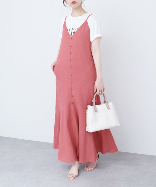 natural couture（ナチュラルクチュール）の「【WEB限定】前後2WAYフレアヘムキャミワンピース（ワンピース・レディース・ブルー/グレイッシュベージュ/ピンク系その他/ブラック・MEDIUM/LARGE）」の4枚目の写真