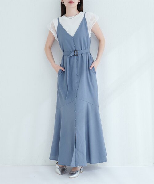 natural couture（ナチュラルクチュール）の「【WEB限定】前後2WAYフレアヘムキャミワンピース（ワンピース・レディース・ブルー/グレイッシュベージュ/ピンク系その他/ブラック・MEDIUM/LARGE）」の3枚目の写真