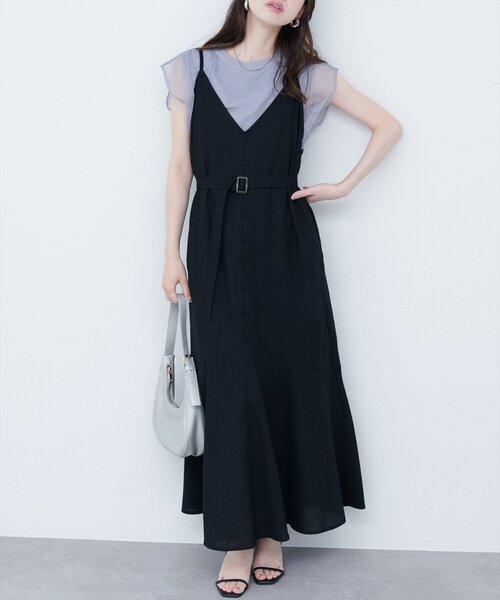 natural couture（ナチュラルクチュール）の「【WEB限定】前後2WAYフレアヘムキャミワンピース（ワンピース・レディース・ブルー/グレイッシュベージュ/ピンク系その他/ブラック・MEDIUM/LARGE）」の2枚目の写真