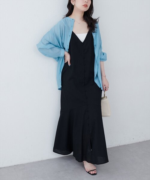 natural couture（ナチュラルクチュール）の「【WEB限定】前後2WAYフレアヘムキャミワンピース（ワンピース・レディース・ブルー/グレイッシュベージュ/ピンク系その他/ブラック・MEDIUM/LARGE）」の11枚目の写真