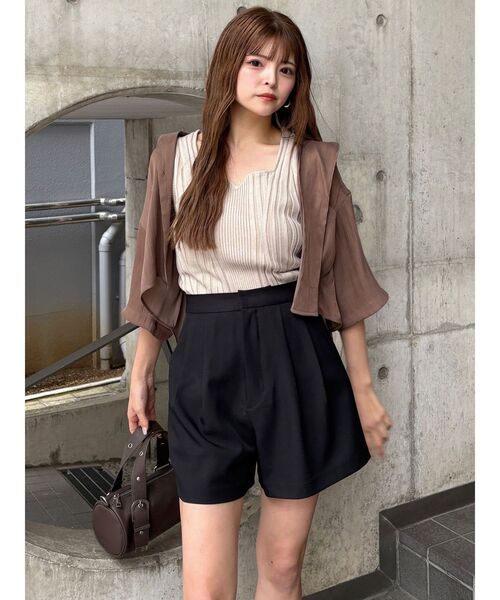 MURUA（ムルーア）の「【セットアップ対応】ダブルタックショートパンツ（その他パンツ・レディース・ブラック/ネイビー/グレー/モカ・1/2）」の16枚目の写真