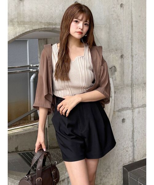 MURUA（ムルーア）の「【セットアップ対応】ダブルタックショートパンツ（その他パンツ・レディース・ブラック/ネイビー/グレー/モカ・1/2）」の17枚目の写真