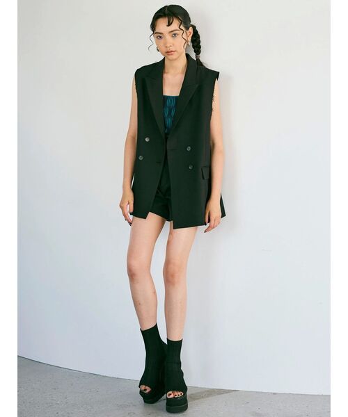 MURUA（ムルーア）の「【セットアップ対応】ダブルタックショートパンツ（その他パンツ・レディース・ブラック/ネイビー/グレー/モカ・1/2）」の18枚目の写真