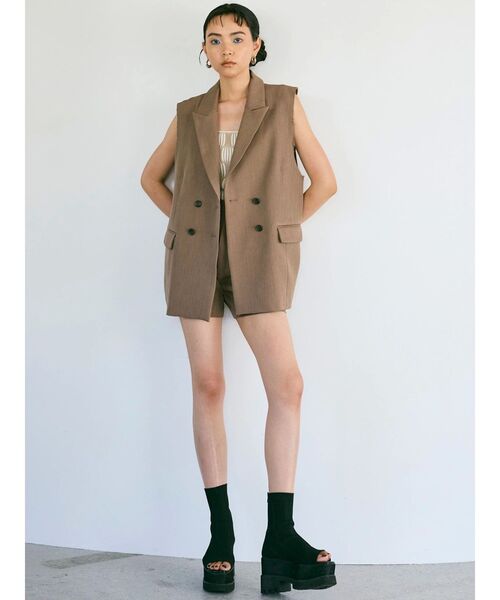 MURUA（ムルーア）の「【セットアップ対応】ダブルタックショートパンツ（その他パンツ・レディース・ブラック/ネイビー/グレー/モカ・1/2）」の20枚目の写真