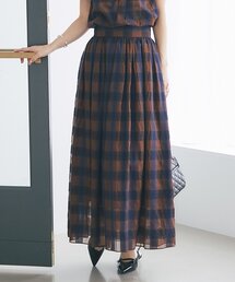La boutique BonBon | 【低身長サイズ・セットアップ可】シアーオンブレーチェックギャザーロングスカート(スカート)