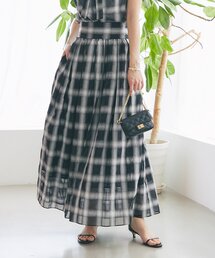 La boutique BonBon | 【低身長サイズ・セットアップ可】シアーオンブレーチェックギャザーロングスカート(スカート)