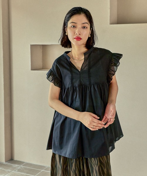 LEPSIM（レプシィム）の「コットンボイルノースリブラウス　575317（シャツ/ブラウス・レディース・ブラック/オフホワイト/ベージュ/パープル・FREE）」の22枚目の写真