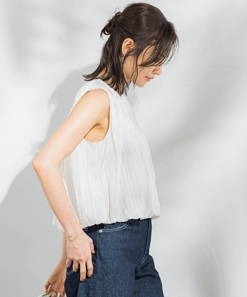 LAUTREAMONT(ロートレアモン)の「リンクルリッドブラウス≪洗濯機で洗える≫(シャツ/ブラウス・レディース・グリーン/オフホワイト・9号)」の5枚目の写真