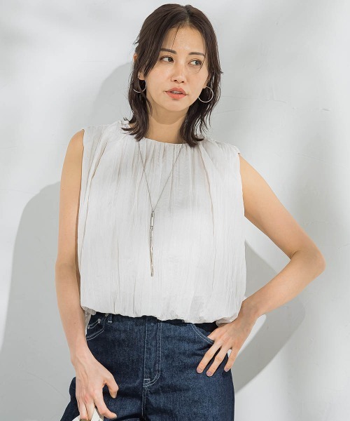 LAUTREAMONT(ロートレアモン)の「リンクルリッドブラウス≪洗濯機で洗える≫(シャツ/ブラウス・レディース・グリーン/オフホワイト・9号)」の6枚目の写真