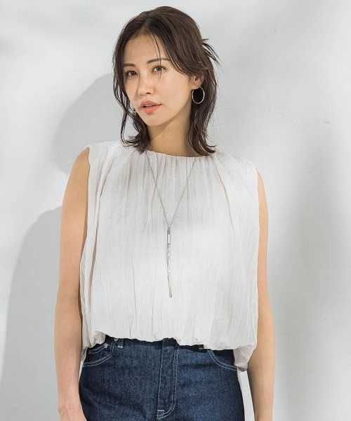 LAUTREAMONT(ロートレアモン)の「リンクルリッドブラウス≪洗濯機で洗える≫(シャツ/ブラウス・レディース・グリーン/オフホワイト・9号)」の3枚目の写真