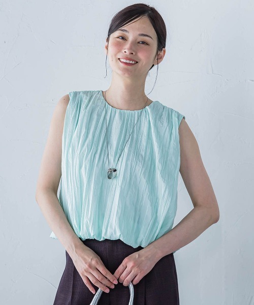LAUTREAMONT(ロートレアモン)の「リンクルリッドブラウス≪洗濯機で洗える≫(シャツ/ブラウス・レディース・グリーン/オフホワイト・9号)」の14枚目の写真