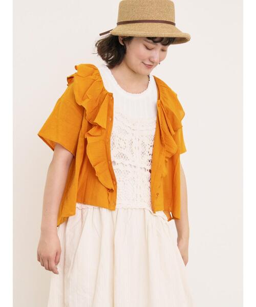 Samansa Mos2（サマンサ モスモス）の「フリルカラーブラウス（シャツ/ブラウス・レディース・オフホワイト/ブルー/ブラック/オレンジ・F）」の4枚目の写真