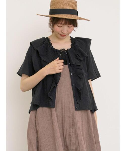 Samansa Mos2（サマンサ モスモス）の「フリルカラーブラウス（シャツ/ブラウス・レディース・オフホワイト/ブルー/ブラック/オレンジ・F）」の9枚目の写真