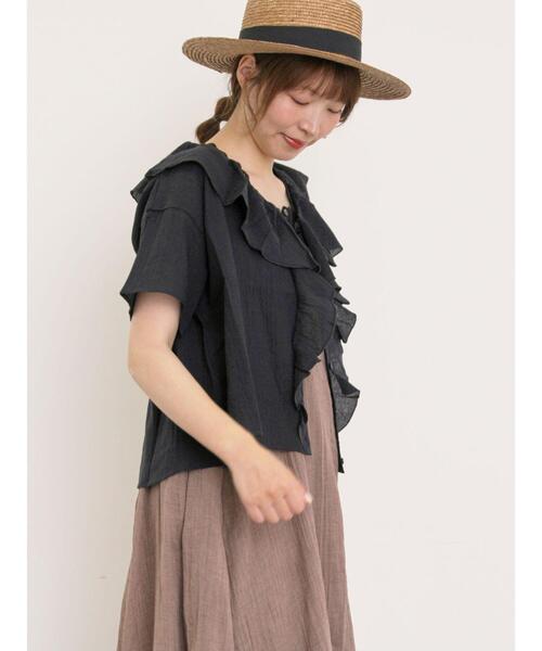 Samansa Mos2（サマンサ モスモス）の「フリルカラーブラウス（シャツ/ブラウス・レディース・オフホワイト/ブルー/ブラック/オレンジ・F）」の10枚目の写真