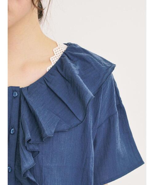 Samansa Mos2（サマンサ モスモス）の「フリルカラーブラウス（シャツ/ブラウス・レディース・オフホワイト/ブルー/ブラック/オレンジ・F）」の12枚目の写真