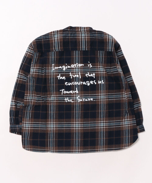 GROOVY COLORS（グルービーカラーズ）の「Wool Plaid Band Collar Graffiti Shirt（シャツ/ブラウス・キッズ・ブラウン・145/135）」の3枚目の写真