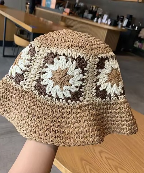 ammy.(エイミードット)の「【 ammy. / エイミードット 】 フラワー クロシェ ペーパー ハット(ハット・レディース・ブラック/ナチュラル/ベージュ/ブラウン・FREE)」の10枚目の写真