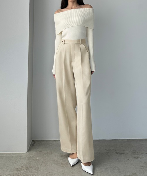 Louere(ルエレ)の「ベルトデザインパンツ(スラックス・レディース・チャコール/アイボリー/ブラック・X-LARGE/LARGE/MEDIUM/SMALL)」の5枚目の写真