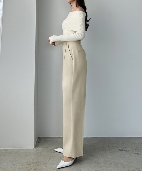 Louere(ルエレ)の「ベルトデザインパンツ(スラックス・レディース・チャコール/アイボリー/ブラック・X-LARGE/LARGE/MEDIUM/SMALL)」の7枚目の写真