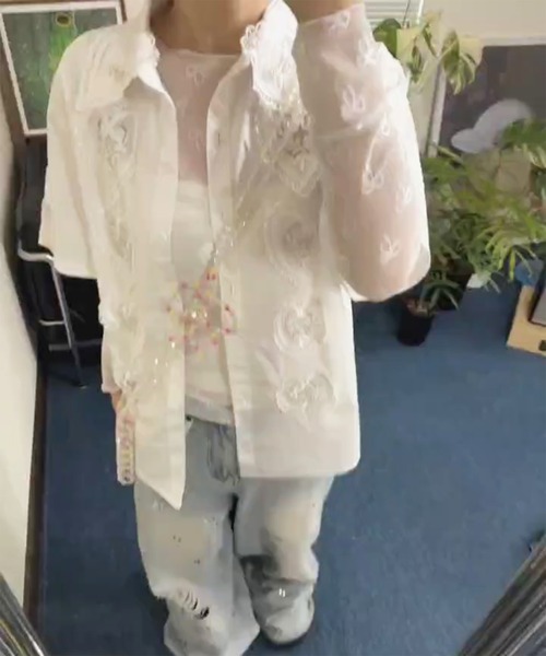 AsheKsha(アシクシャ)の「[新作】ラブハートくり抜きシャツ(Tシャツ/カットソー・レディース・ピンク/ブルー/ホワイト・S/M/L)」の22枚目の写真