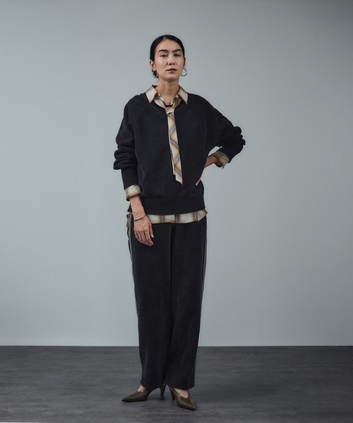 SALON adam et rope'（サロン アダム エ ロペ）の「クロップドプルオーバー-CreamyCotton /クリーミーコットン-（スウェット・レディース・オフホワイト/ブラウン/ブラック・FREE）」の7枚目の写真