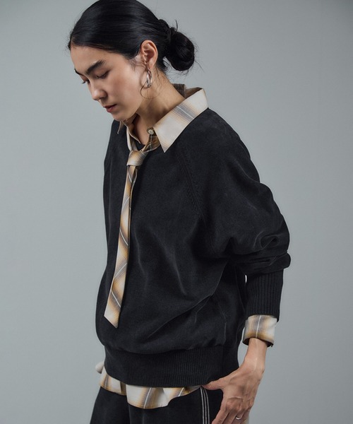 SALON adam et rope'（サロン アダム エ ロペ）の「クロップドプルオーバー-CreamyCotton /クリーミーコットン-（スウェット・レディース・オフホワイト/ブラウン/ブラック・FREE）」の8枚目の写真