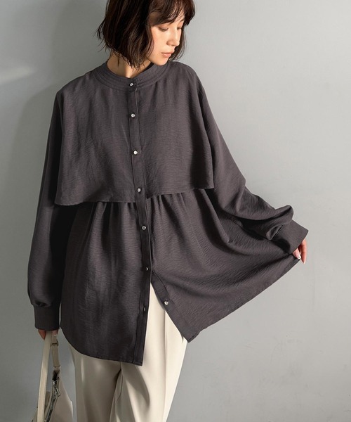 セール】揺れるケープで魅せる、大人の上品スタイル。ペプラムケープ