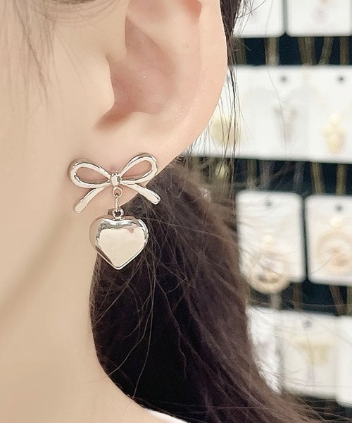 ハートリボンミニピアス（ネックレス）｜LYEON（リヨン）の