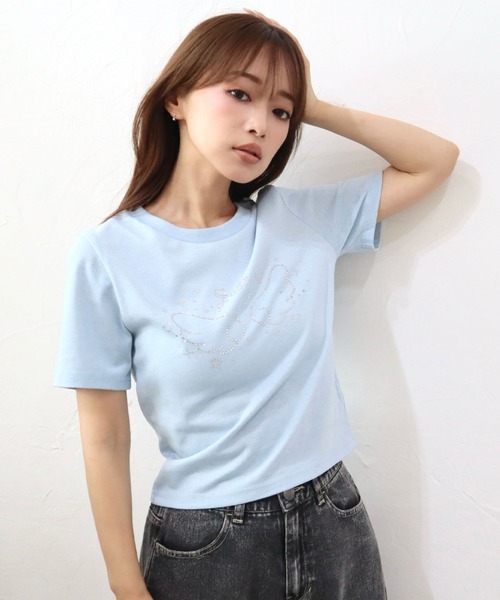CECIL McBEE（セシルマクビー）の「ラインストーンウィングTシャツ（Tシャツ/カットソー・レディース・オフホワイト/サックスブルー/ブラック・MEDIUM/LARGE）」の3枚目の写真