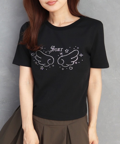 CECIL McBEE（セシルマクビー）の「ラインストーンウィングTシャツ（Tシャツ/カットソー・レディース・オフホワイト/サックスブルー/ブラック・MEDIUM/LARGE）」の15枚目の写真