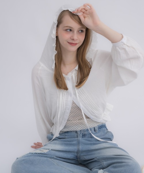 idem(イデム)の「lace hoodie blouse / フード付きレースブラウス(シャツ/ブラウス・レディース・アイボリー・FREE)」の1枚目の写真