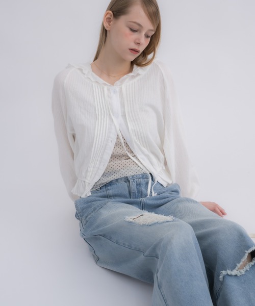 idem(イデム)の「lace hoodie blouse / フード付きレースブラウス(シャツ/ブラウス・レディース・アイボリー・FREE)」の3枚目の写真