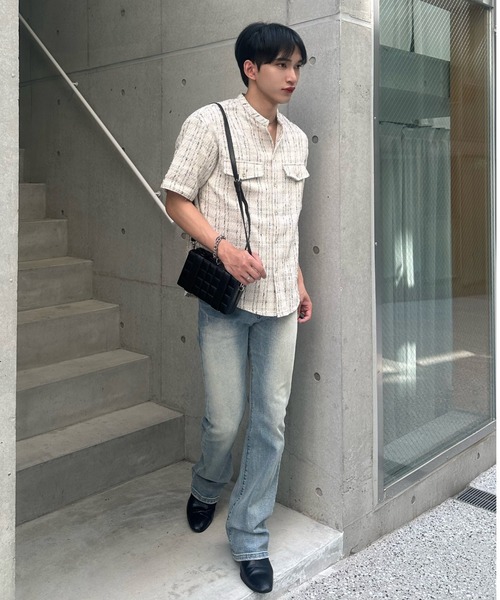 Otte(オッテ)の「ノーカラーチェックシャツ(シャツ/ブラウス・メンズ・ホワイト/ブラック・MEDIUM/LARGE)」の11枚目の写真