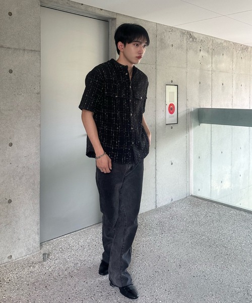 Otte(オッテ)の「ノーカラーチェックシャツ(シャツ/ブラウス・メンズ・ホワイト/ブラック・MEDIUM/LARGE)」の14枚目の写真