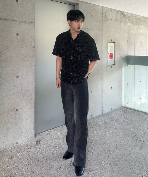Otte(オッテ)の「ノーカラーチェックシャツ(シャツ/ブラウス・メンズ・ホワイト/ブラック・MEDIUM/LARGE)」の15枚目の写真