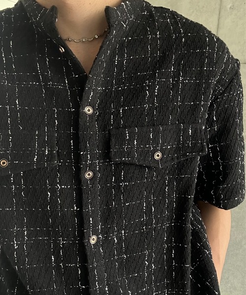 Otte(オッテ)の「ノーカラーチェックシャツ(シャツ/ブラウス・メンズ・ホワイト/ブラック・MEDIUM/LARGE)」の18枚目の写真