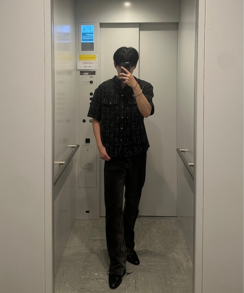 Otte(オッテ)の「ノーカラーチェックシャツ(シャツ/ブラウス・メンズ・ホワイト/ブラック・MEDIUM/LARGE)」の17枚目の写真