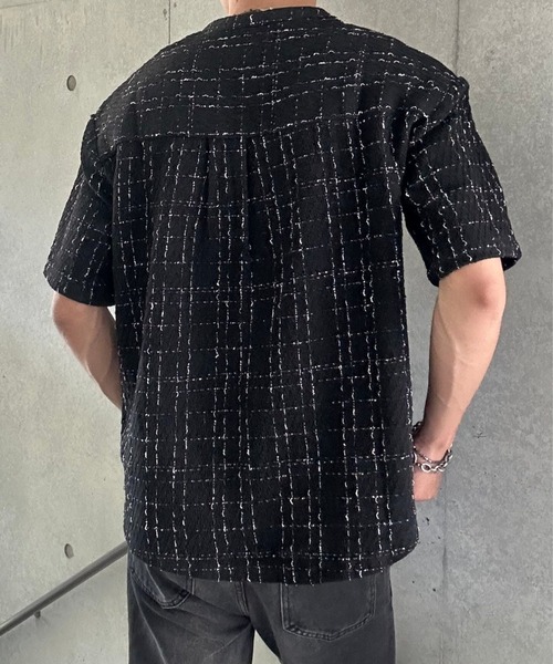 Otte(オッテ)の「ノーカラーチェックシャツ(シャツ/ブラウス・メンズ・ホワイト/ブラック・MEDIUM/LARGE)」の9枚目の写真