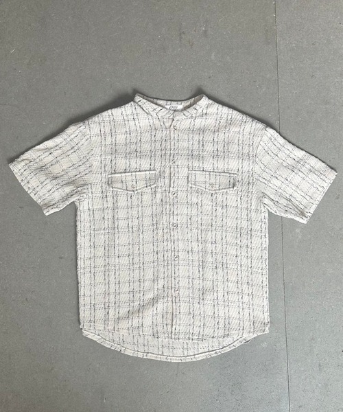 Otte(オッテ)の「ノーカラーチェックシャツ(シャツ/ブラウス・メンズ・ホワイト/ブラック・MEDIUM/LARGE)」の19枚目の写真
