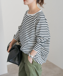 スピックアンドスパン　ボートネックタックプルオーバー　ボーダー Spick＆Span tシャツ ボートネックボーダープルオーバー