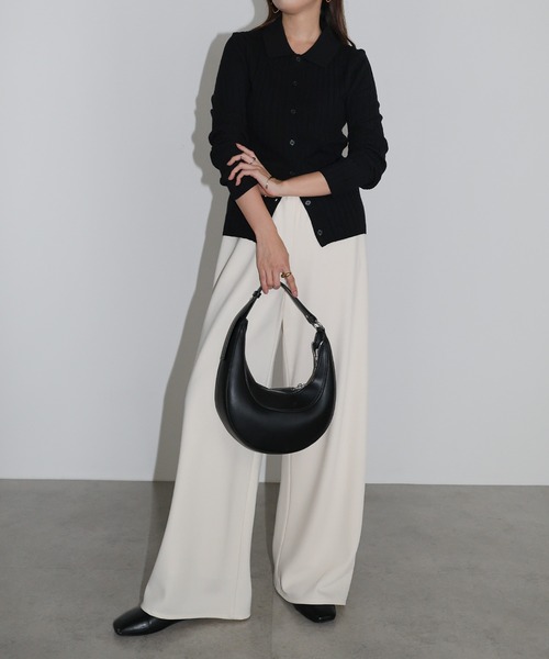 andme(アンドミー)の「【新色追加】襟付きリブニットカーディガントップス(カーディガン/ボレロ・レディース・ブラック/アイボリー/チャコールグレー/グリーン系その他/ネイビー/ブラウン系その他・M)」の16枚目の写真