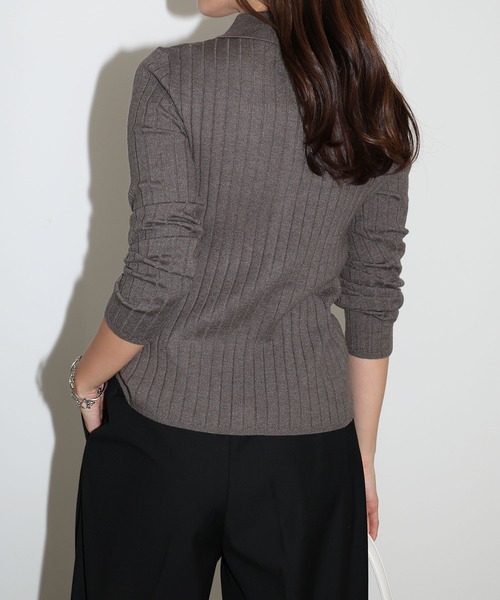 andme(アンドミー)の「【新色追加】襟付きリブニットカーディガントップス(カーディガン/ボレロ・レディース・ブラック/アイボリー/チャコールグレー/グリーン系その他/ネイビー/ブラウン系その他・M)」の13枚目の写真