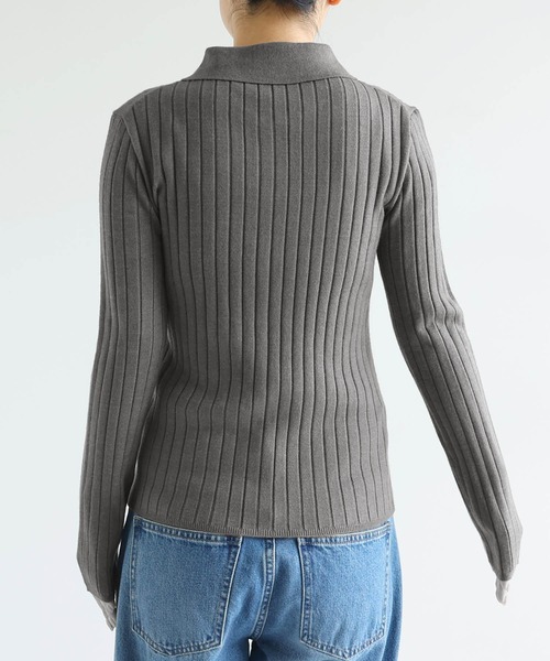 andme(アンドミー)の「【新色追加】襟付きリブニットカーディガントップス(カーディガン/ボレロ・レディース・ブラック/アイボリー/チャコールグレー/グリーン系その他/ネイビー/ブラウン系その他・M)」の18枚目の写真